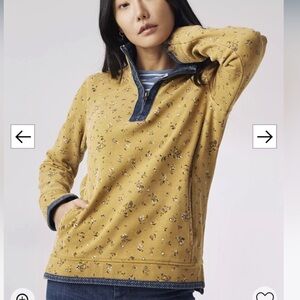 Fat Face • Airlie Sketched Ditzy Floral Mustard Yellow Half-Zip Sweatshirt